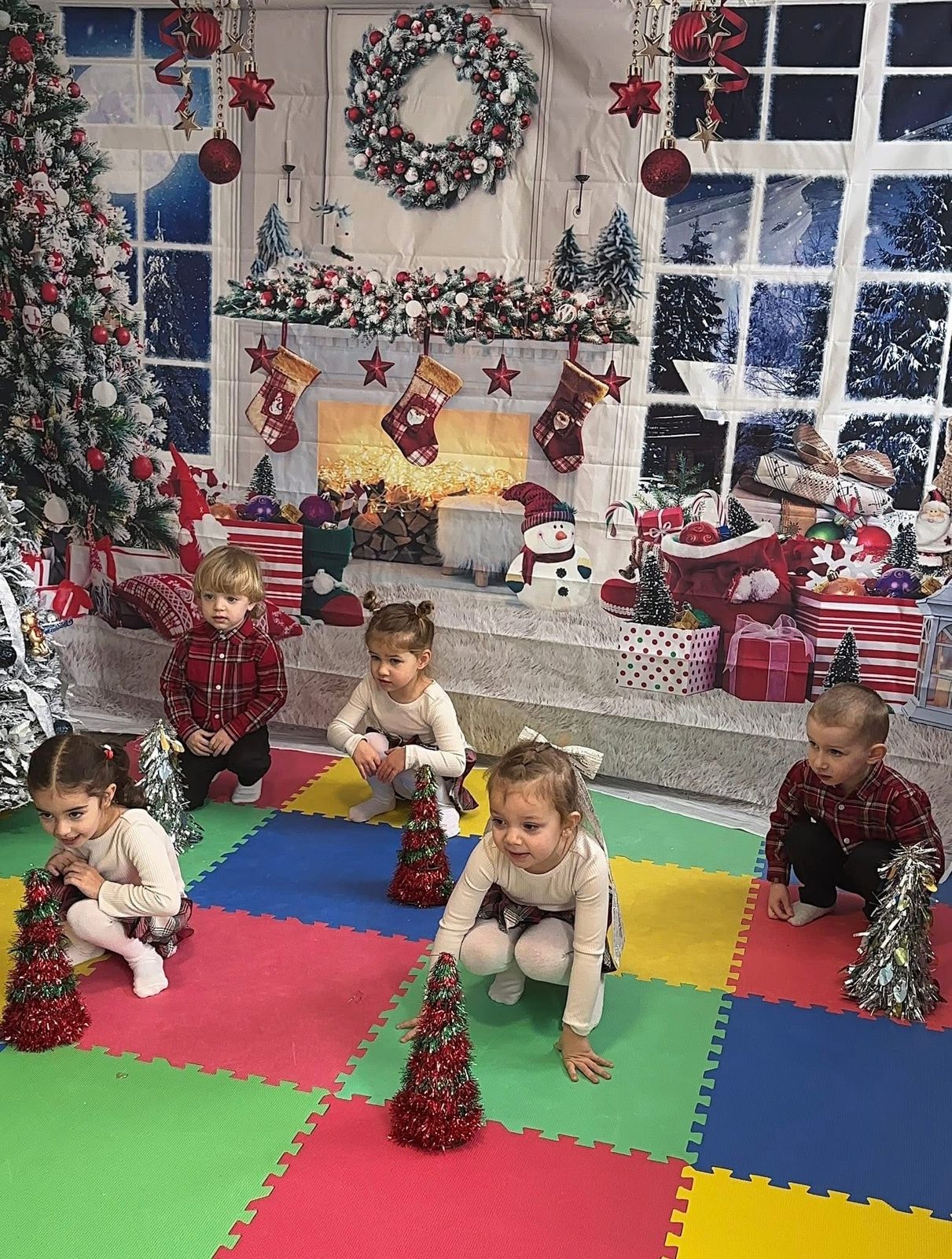 Children at a Christmas activity with decorations